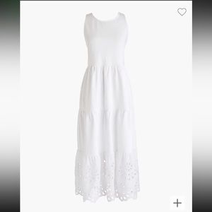 J. Crew white maxi dress with cross cross back and eyelet skirt, size XS